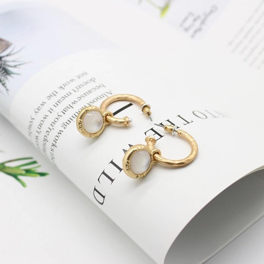 S925 silver needle opal stud earrings femininity geometric love premium earrings ins style Korean earrings collection