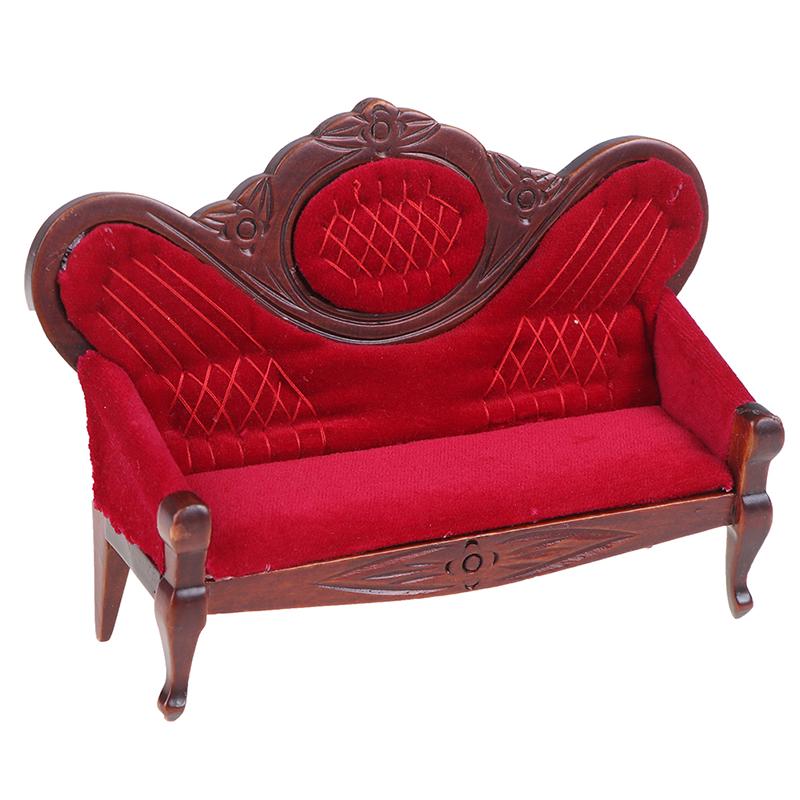 1:12 Кукольный миниатюрный мягкий двойной диван для кукол, кукольная мебель, игрушка для сюжетно-ролевых игр