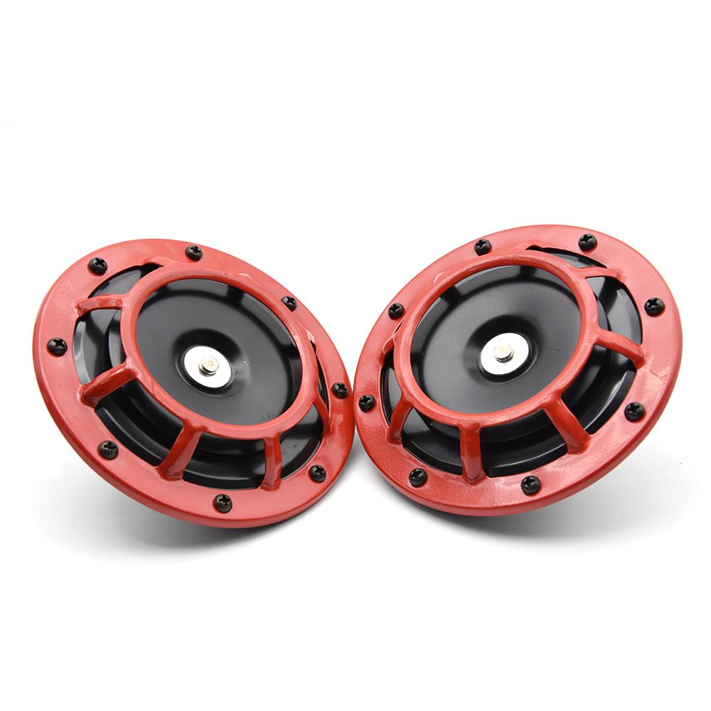 HD Red Hella Super Loud Compact Electric Blast Tone Air Horn 12V 115DB For Motorcycle Car 2pcs Speaker Horns Russian Warehouse
