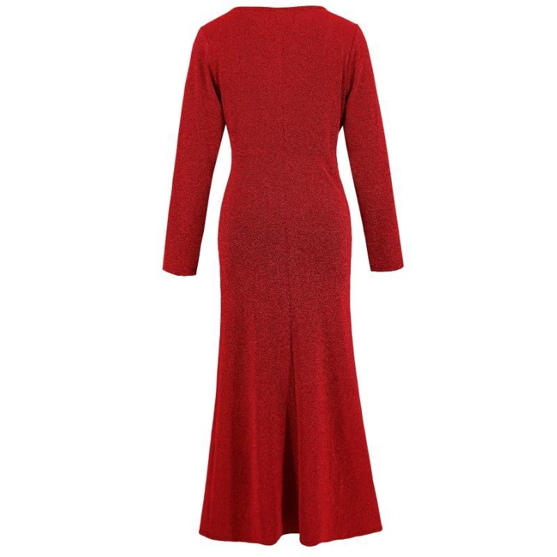 Осенне-зимнее круглое шея с длинным рукавом сверкающее вечернее платье темпераментное облегающее вечернее длинное платье