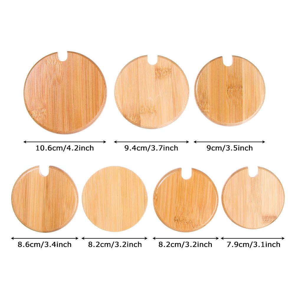 Mason Jar Cap Wide Mouth Can Wooden Lids Seasoning Bottle Caps Lid With Spoon Hole Mug Cover
