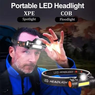 Перезаряжаемый налобный фонарь COB LED, сильный магнитный, мощный, супер яркий, водонепроницаемый, для рыбалки на открытом воздухе