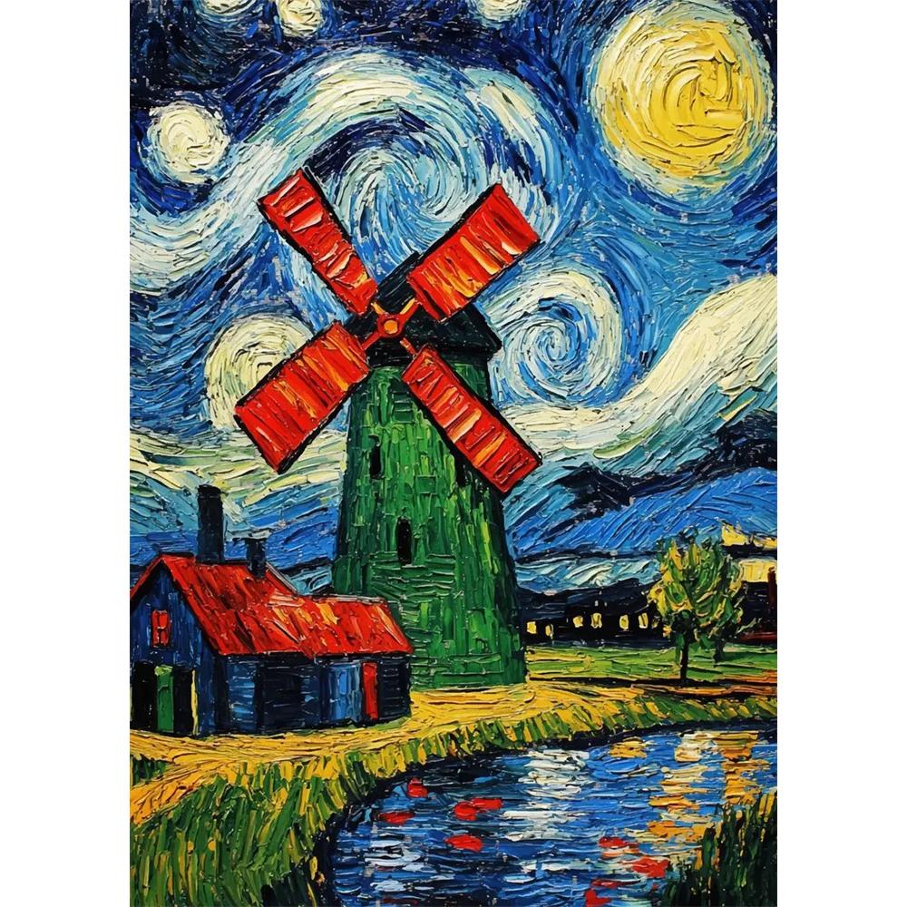 Алмазная живопись своими руками Винтажный абстрактный пейзаж Ван Гога Мозаичная вышивка Набор для вышивания крестиком Гостиная Домашнее искусство Настенный декор