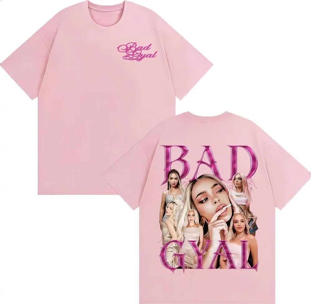 Певица Bad Gyal Винтажные Графические Футболки 90-х Унисекс Женские Харадзюку Эстетика Тренд Футболка Повседневная Свободная Хлопковая Футболка с Коротким Рукавом
