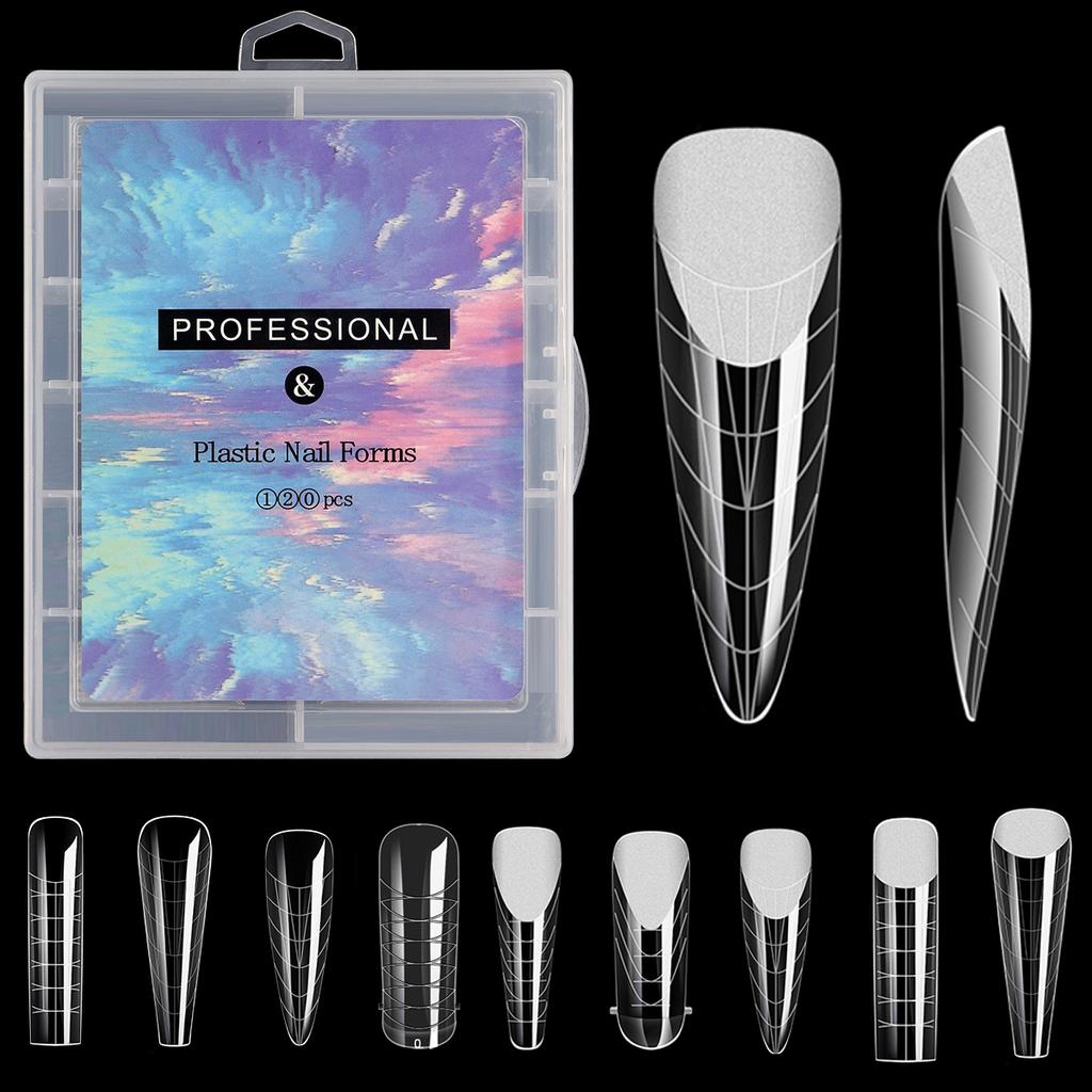 120 шт./компл. прозрачные двойные формы накладных ногтей полное покрытие быстрое наращивание гелевых форм типсы наращивание ногтей верхние формы для типсов