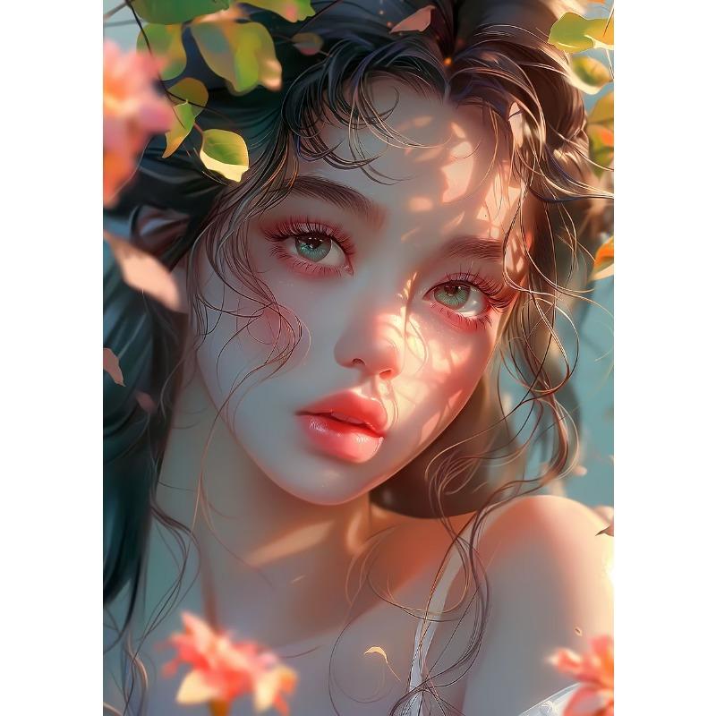 Ретро Потрясающая Девушка и Цветок Портрет Арт Постер Холст Принт Настенная Живопись Гостиная Спальня Украшение Дома Эстетика