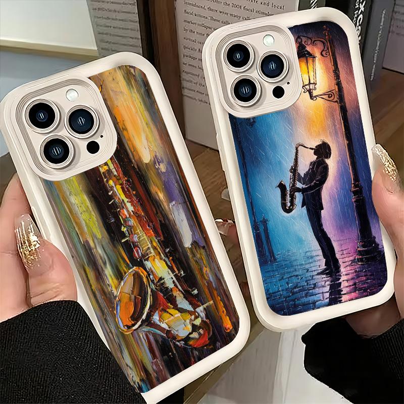 Чехол для телефона iPhone 17 Air 16E 15 16 Pro Max Саксофон Музыкальный инструмент Обложка 14 Plus 13 12 Mini Мягкий силиконовый Fundas