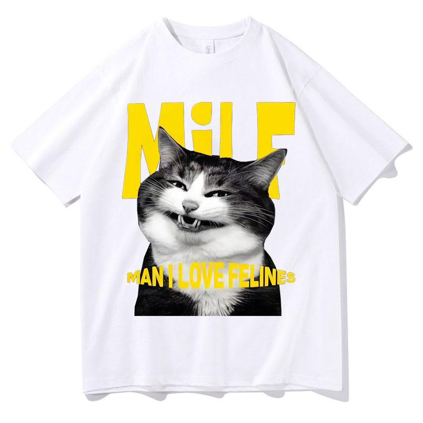 Смешной мем El Gato Кот Графика MILF Унисекс Я Люблю Кошачьих Футболка с коротким рукавом Летняя Повседневная Мода Хип-хоп Высококачественные Футболки