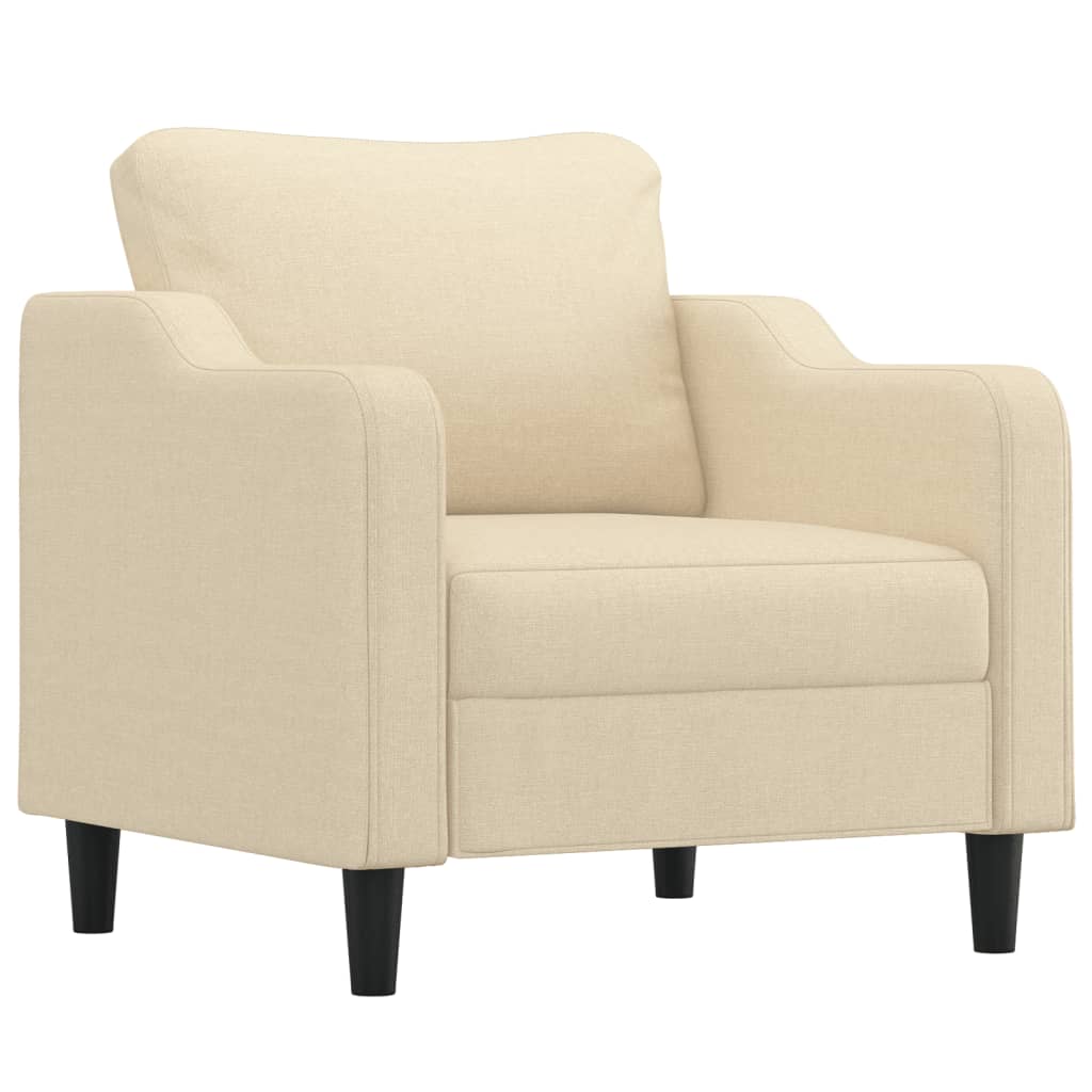 Vidaxl Fotel Z Podnóżkiem, Kremowy, 60 Cm, Obity Tkaniną