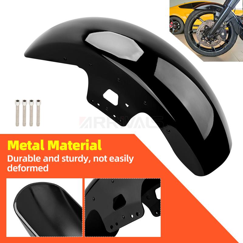 Motorcycle Steel Front Fender Mudguard Cover Protector Splash Gloss Black For Harley Touring Road King Street Glide 2014-2023