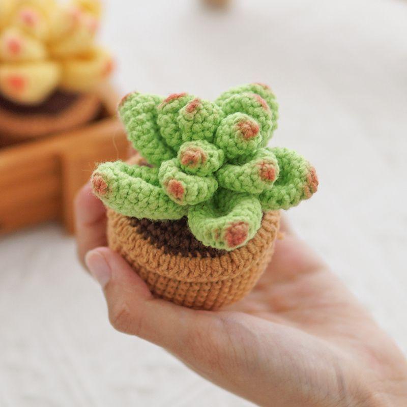 Hook Woven Dolls Finished Products Succulent Woven Flower Bouquets Knitted DIY Material Covers Beginner Sunflower Weaving Self-made