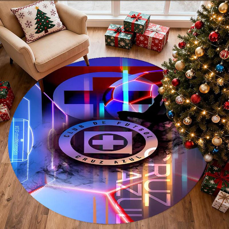 Club Deportivo Guadalajara Pattern Round Rug, Indoor/Outdoor Mat, for Picnic, Gameroom, Bedroom, Office, Living Room, Home Decor Carpet, Birthday Gift