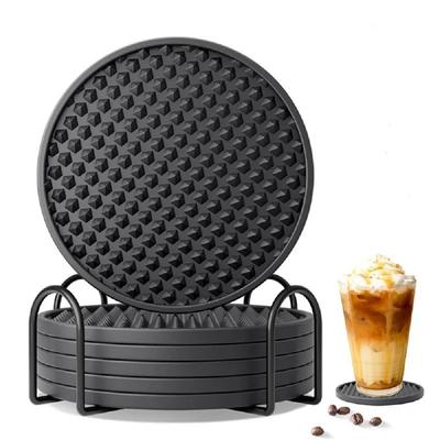 5 шт. силиконовых подставок для напитков с держателем, термостойкий коврик для сушки посуды и чашек, защита поверхности стола, нескользящие подставки для напитков