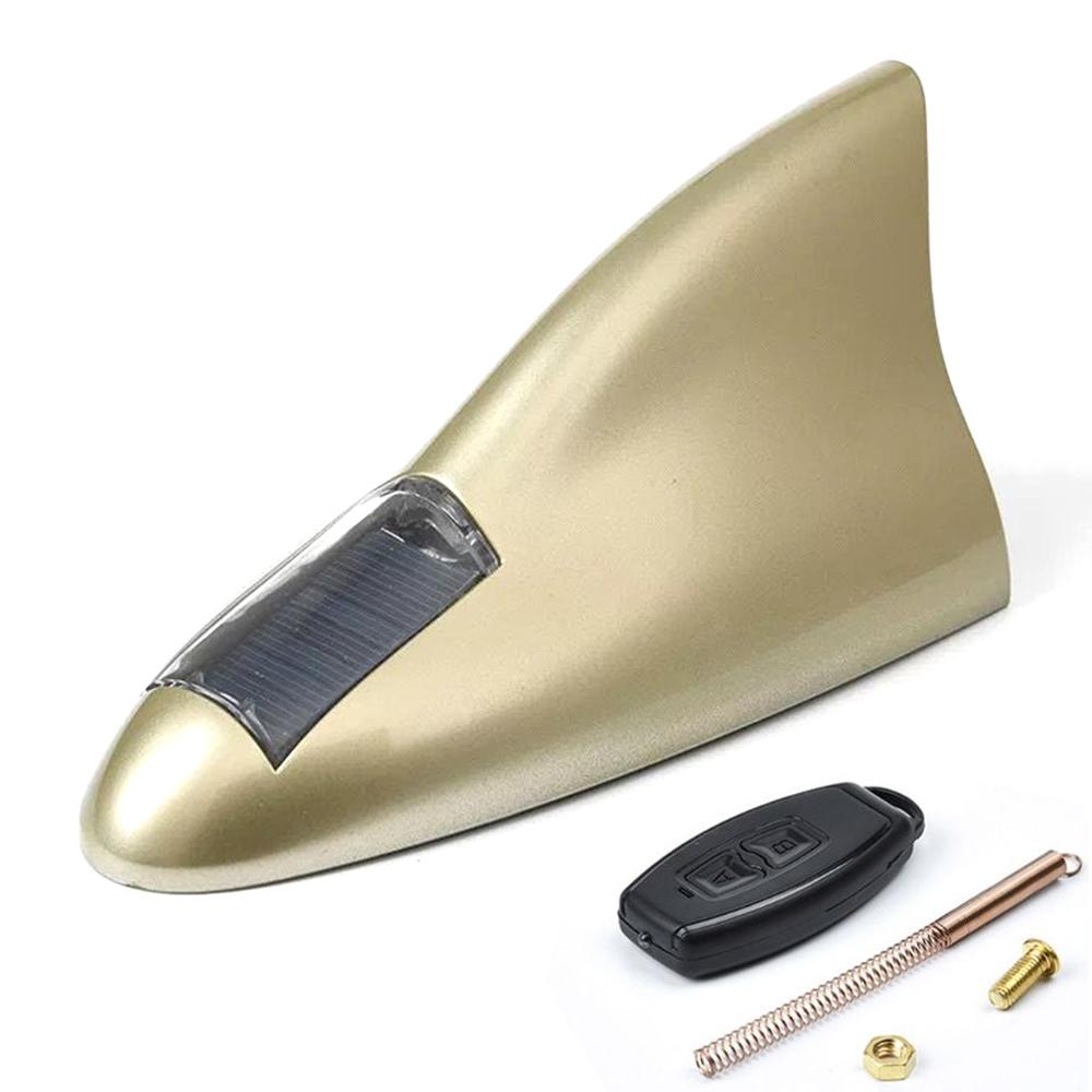 Car Solar LED Anti Collision Light Warning Lights Universal Shark Fin Antenna Light Automobile Modeling Decorating Accessories