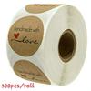 Party Supplies Bag 3 Types 500pcs/roll Inch Round Natural Kraft Handmade Stickers for Wedding Decor Cookie Gift Bag Packaging