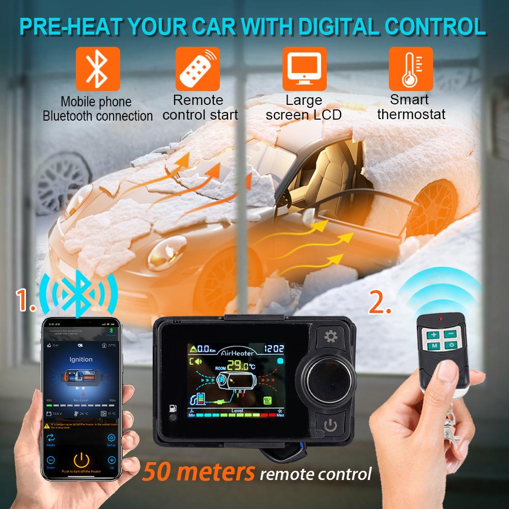 2/5/8 кВт Автомобильный дизельный воздушный отопитель 12 В 24 В Bluetooth отопитель с глушителем Пульт дистанционного управления для автомобиля Грузовика Лодки Автодома Парковочный дизельный отопитель