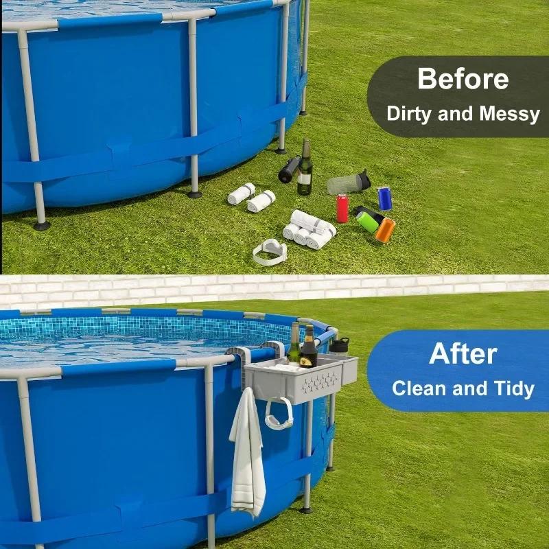 Корзина для хранения аксессуаров для бассейна, корзина для хранения у бассейна, подстаканник для бассейна, органайзер, держатель для полотенец