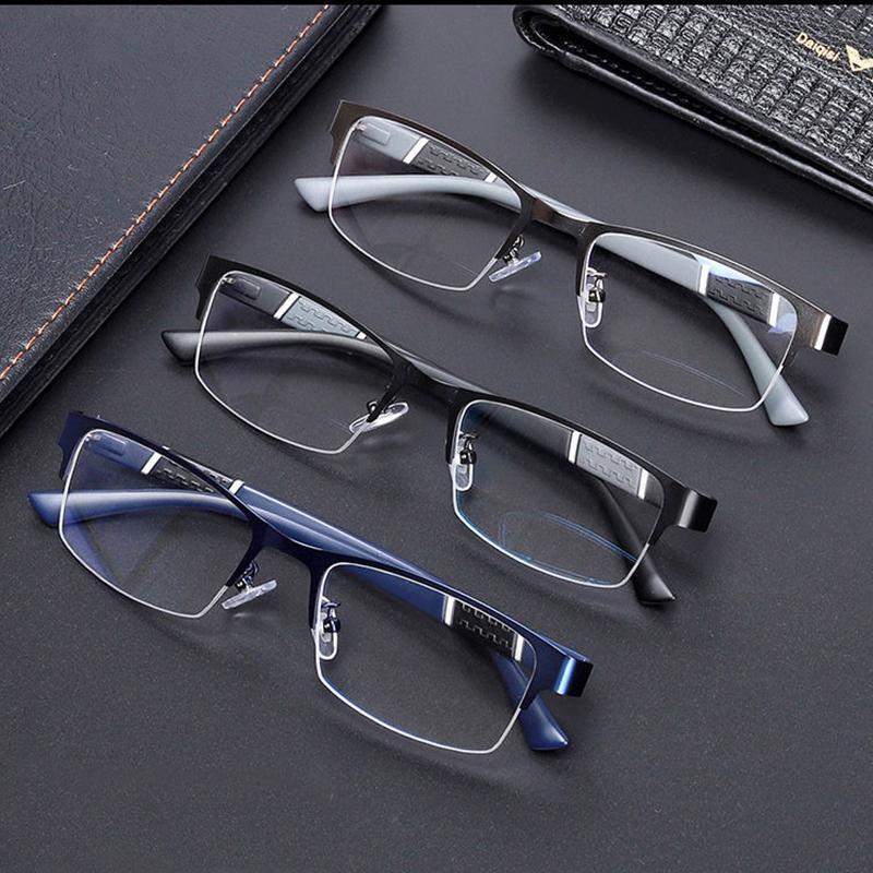 Очки для близорукости с прямоугольной отделкой для мужчин, полукадровые очки против усталости с синим светом, компьютерные деловые очки по рецепту