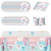 51 Pcs Baby Gender Reveal Party Supplies with Plates, Cups, Napkins, Tablecloth
