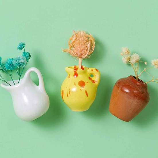 Мини Керамическая Ваза Магнит на Холодильник Дом Офис Кухня Шкафчик Холодильник 3D Миниатюрное Стекло