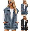 Женский жилет, джинсовый свободный однотонный однобортный кардиган без рукавов с большими карманами, промываемый, индивидуальная уличная одежда, повседневная куртка, жилет