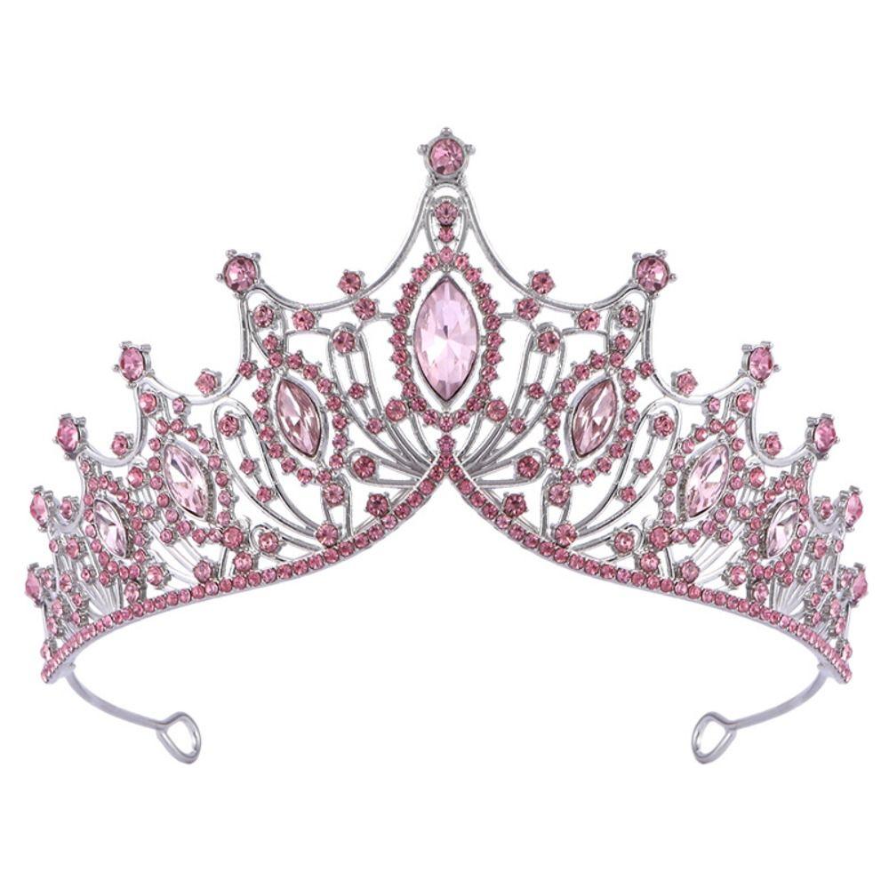 Metal Baroque Crown Shiny Rhinestone Crown Trendy Princess Tiara  Dress Accessories