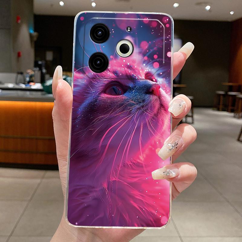 Чехол для Tecno Pova 6 Neo Чехол Эстетичный Милый Кот Астронавт Прозрачный Мягкий Силикон ТПУ Чехол для Телефона Tecno Pova 6 Neo