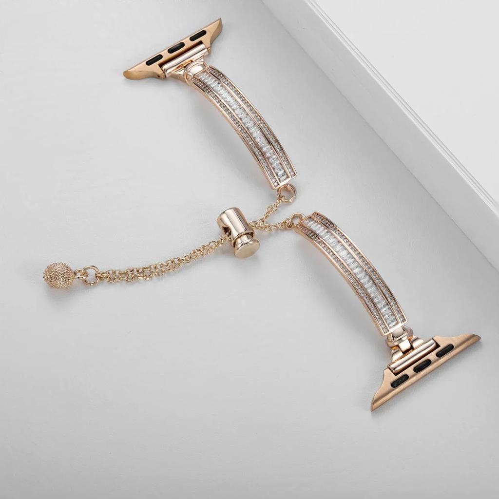 Блестящий бриллиантовый браслет для Apple Watch 38 мм 40 41 мм Женский тонкий ремешок для Iwatch Series 11 10 42 мм / 9 8 7 6 5 SE3 4 3 2 1 Ремешок