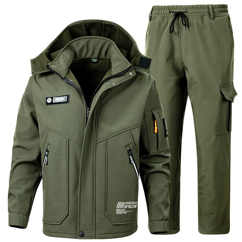 Men's Winter Waterproof Suit Outdoor Set Plus Size Set Warm Jacket + Warm Pants 2 Piece Set