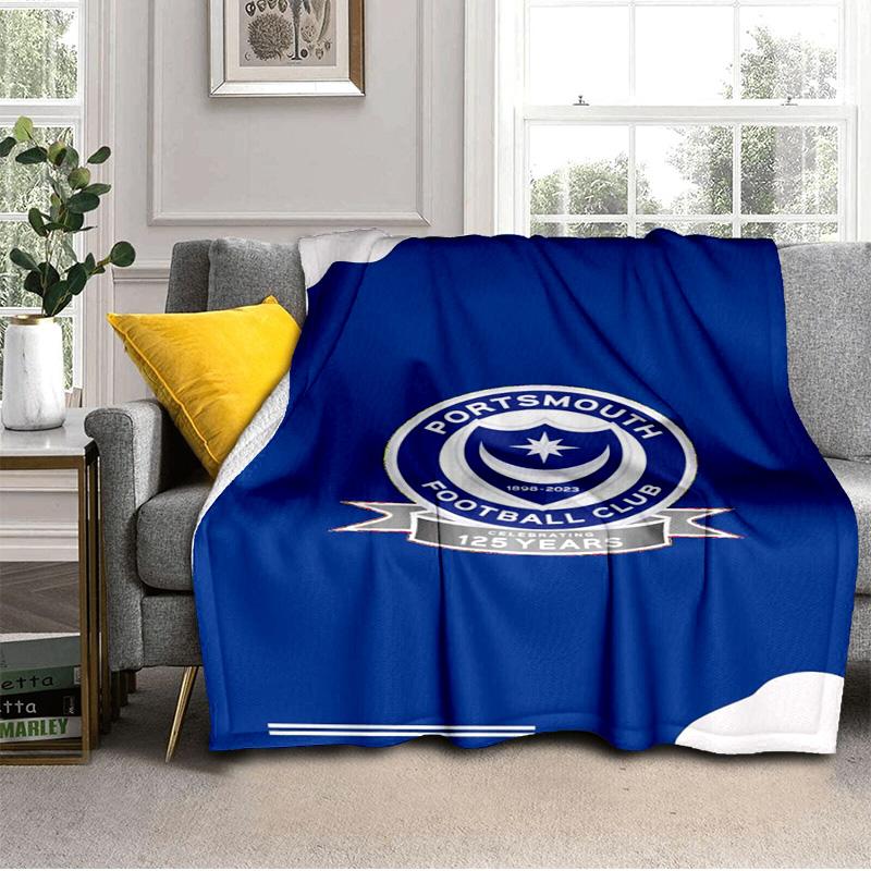 Ports-mouth Fc Anniversary Printed Throws Blanket Soft Flannel Blankets for Couch Bed Gifts for Men Women Picnic blanket Christmas gifts