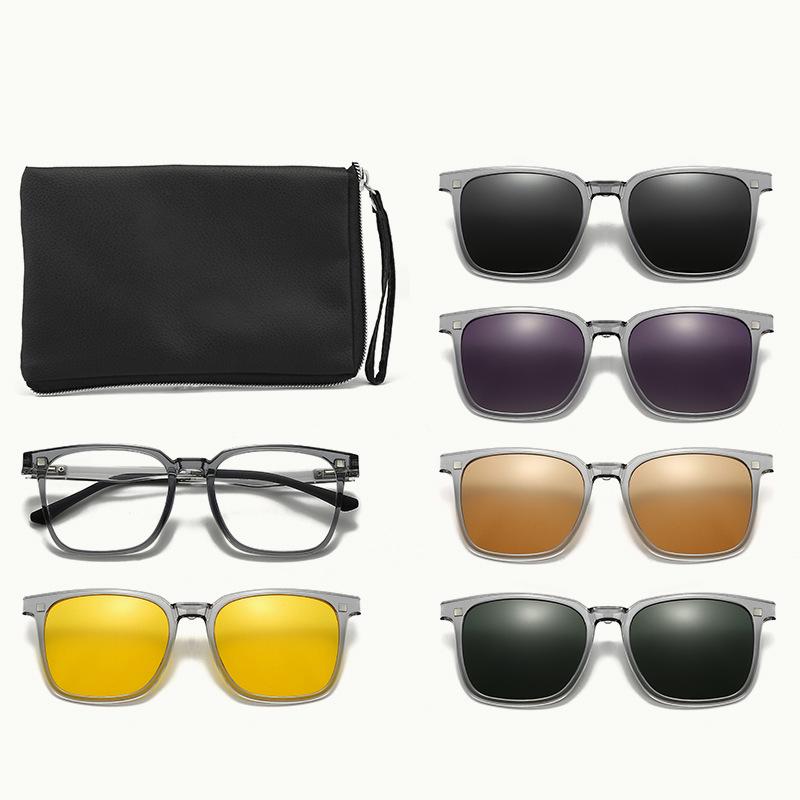 Оправы для очков от близорукости TR90 с магнитными клипсами-поляризованными солнцезащитными очками для мужчин и женщин