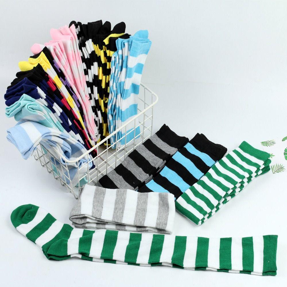 Warm Stripe Stockings Knitted Over Knee Socks Harajuku Style Cosplay Socks  Christmas Gift