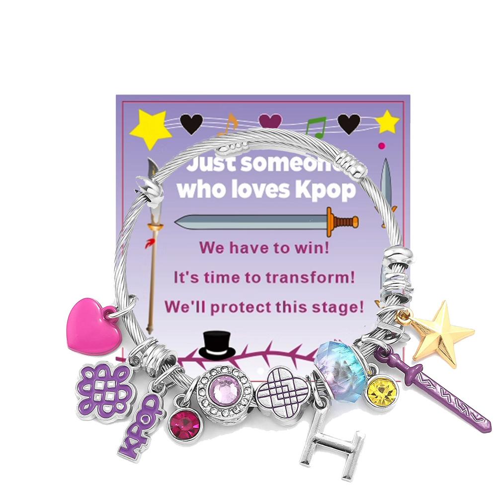 Kpop Охотники на демонов Браслет с бусинами Мультяшный Аниме Подвеска Браслет DIY с бусинами Браслет-манжета Украшения для девочек Подарки для детей