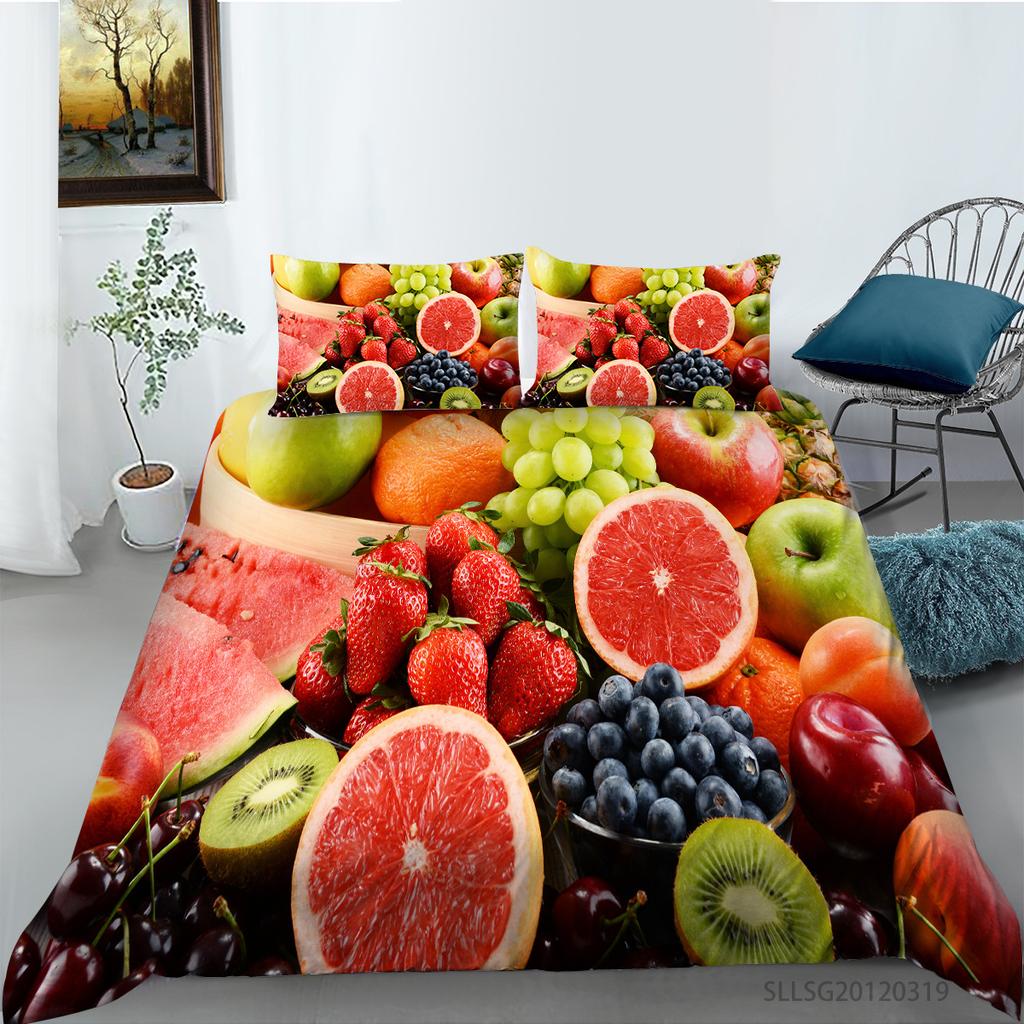 Quilt Cover Pillowcase Two Or Three Piece Fruit Digital Printing Polyester