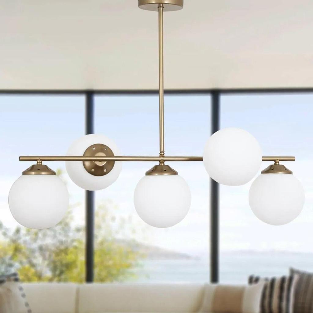 5-Piece Antique Chandelier-Honey Glass Decorative Design Bedroom Kitchen Living Room Lighting and Decoration