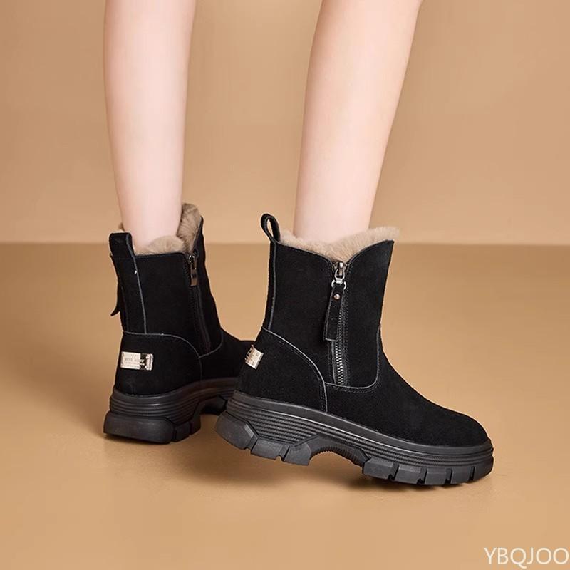 Fashion Winter New Solid Color Warm Thick Snow Boots Zipper Simple Comfortable Daily Casual Non Slip Wear Resistant  Women's Boots