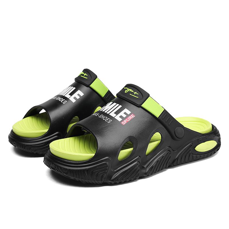 38-45 Men's Plus Size Fashionable One Line Mop Home Casual Slippers Beach Sandals Outdoor Two-piece Slippers