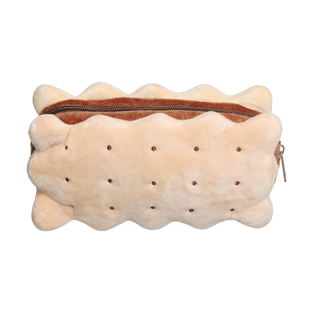 Funny Sandwich Style Plush Biscuit Shape Pen Storage Student Supplies Pencil Case Stationery Bag