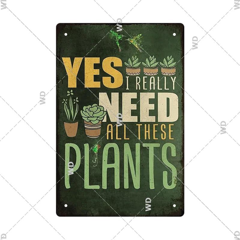 Tin Sign Garden Hoeing Aint Easy Flower Plant Sign Decor Funny Slogans Born with Plants Retro Look Metal Poster FarmhouseSign