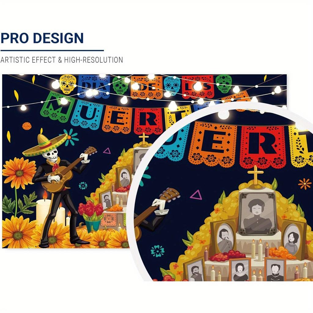 Halloween vinyl background, Mexican sugar skulls and flower tombstone design, carnival dandelionszyc