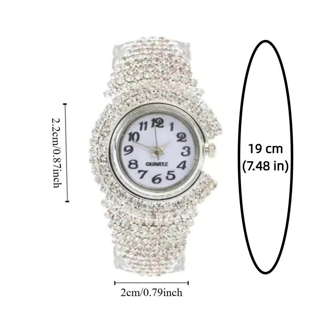 Elegant Quartz Zircon Wrist Watch Clock Open Bangle Watches Light Luxury Crystal Watches Gifts