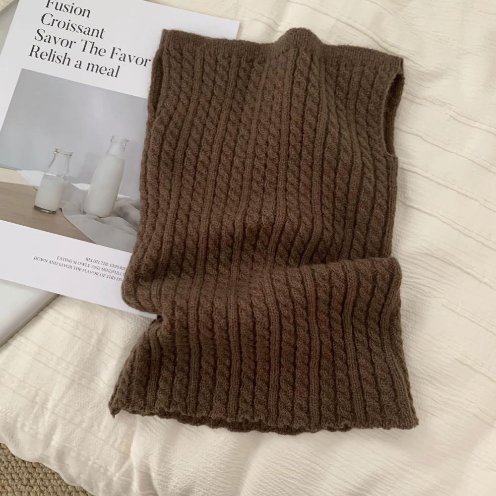 Korean Style Knitted Scarf Solid Color Pullover Wool Bib Retro Turtleneck Fake Collar  Student