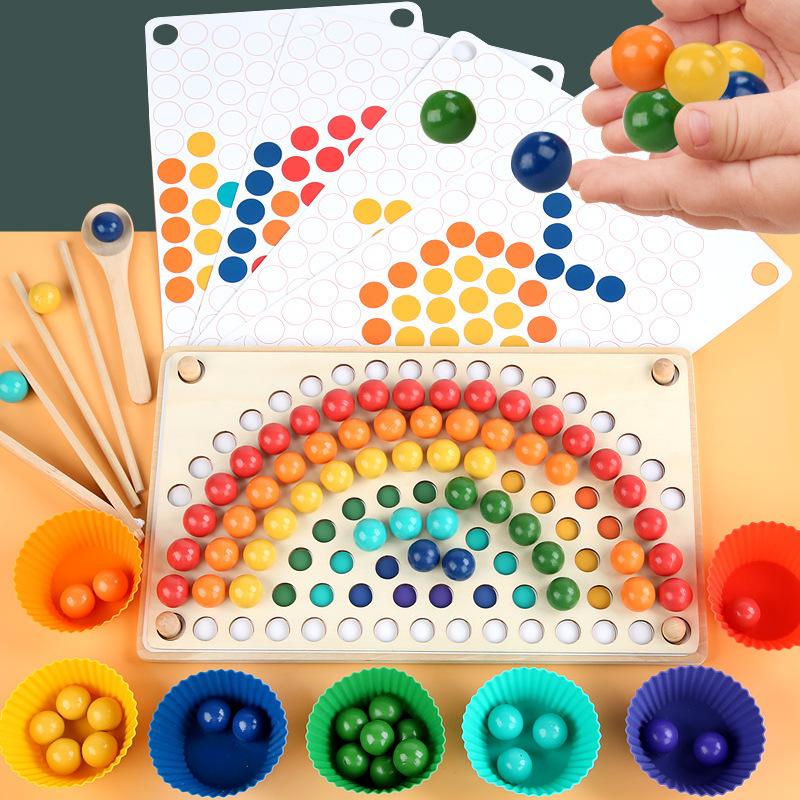 Montessori Educational Beads Toy, 77 Multicolor Beads for Color Sorting, Fine Motor Skills Training, Ages 3+