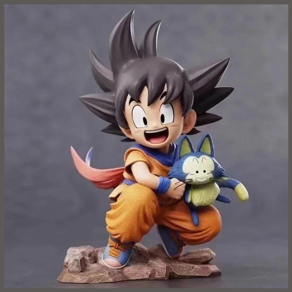 Dragon Ball Childhood Little Goku Hugs Puer Ya Mu Tea Little Follower Figure Doll Pvc Model Statue Collection Toys Ornamen Gift