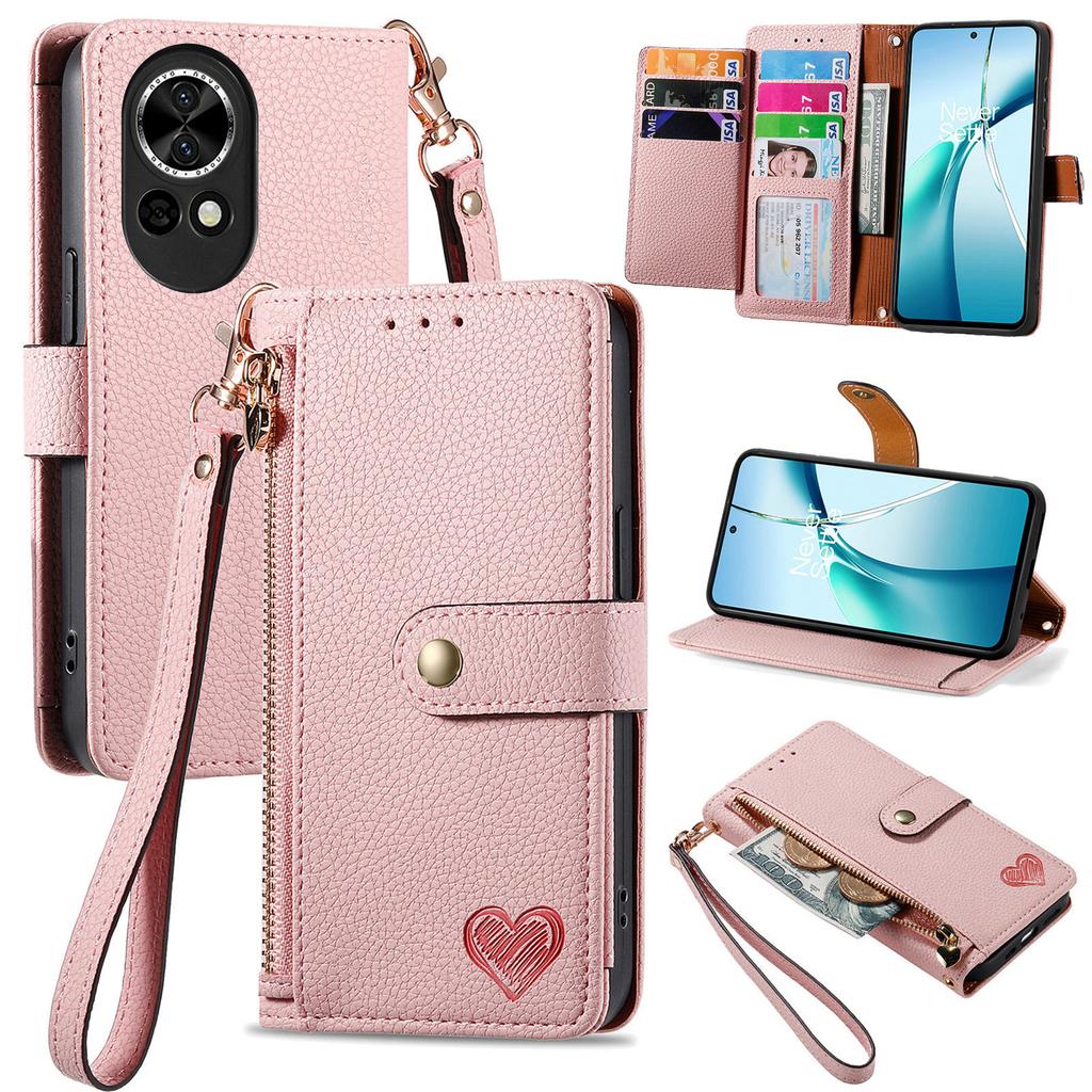 For Huawei nova 13 5G Case RFID Blocking Zipper Pocket Leather Wallet Phone Cover with Strap