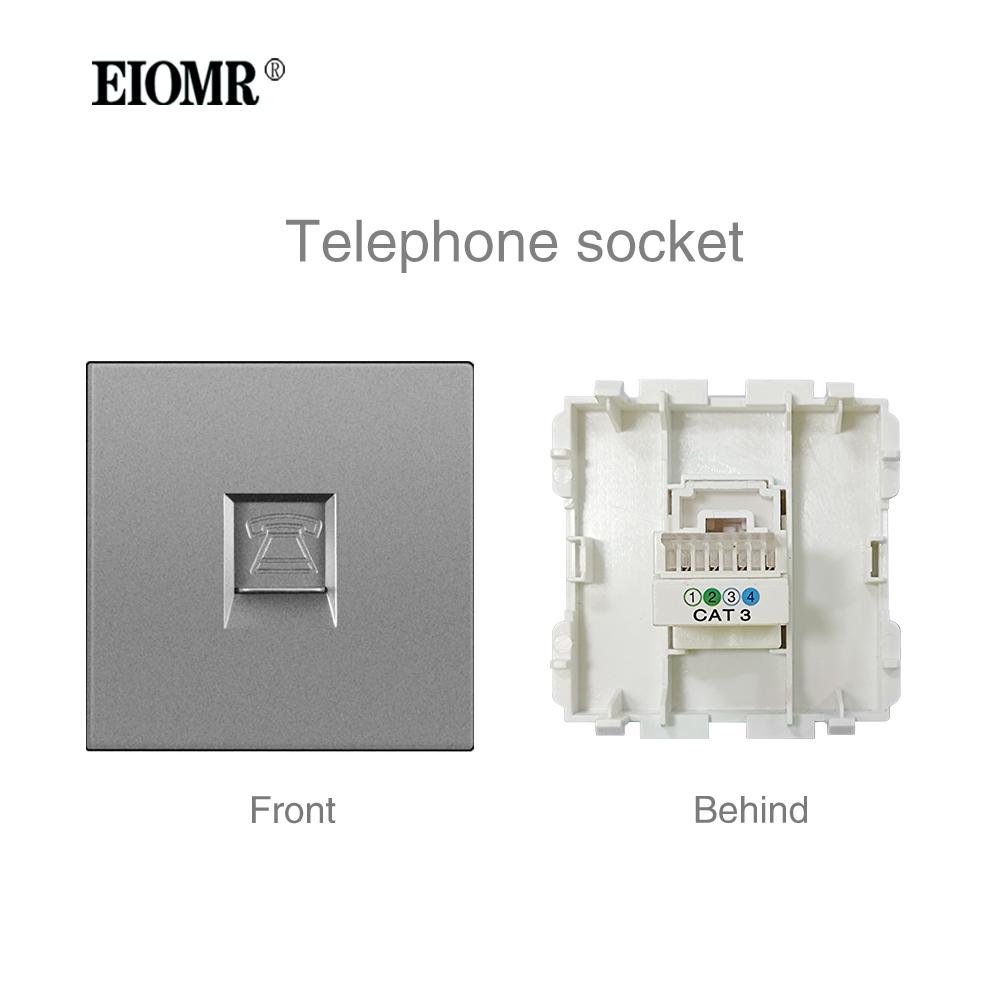 EIOMR A6 Series Grey Flame Retardant PC Panel Wall Switch EU Socket HDMI-compatible USB Type-C 2.1A Charger TV RJ45 Module DIY