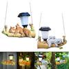 Resin Figurine Garden Pendant Solar Light Lawn Garden Vivid Statues Hanging Lamp