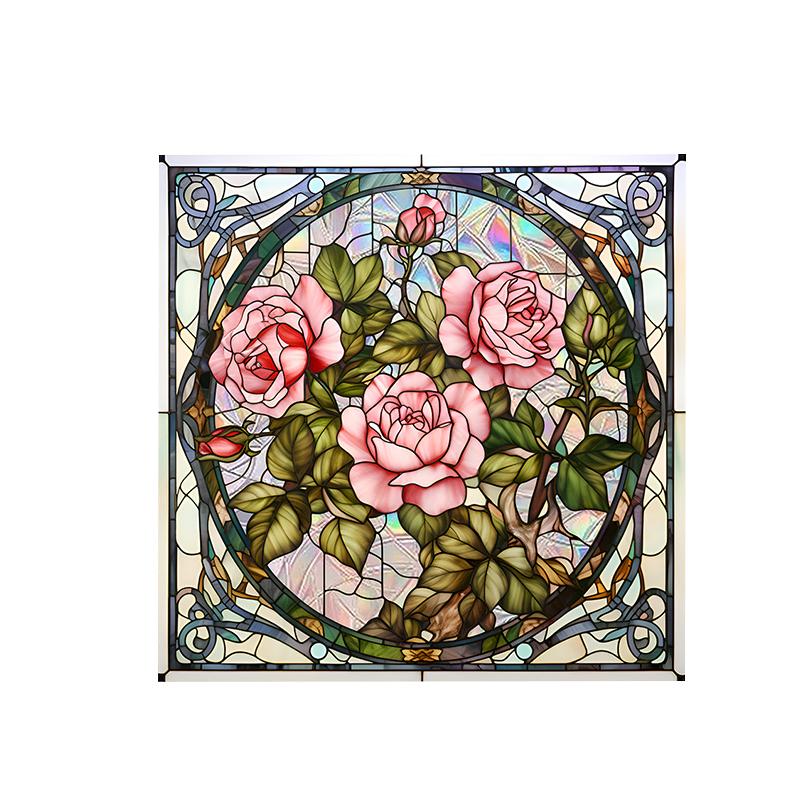 45x45 см красочная солнечная роза кирпичная паста статическая витрина клей ПВХ