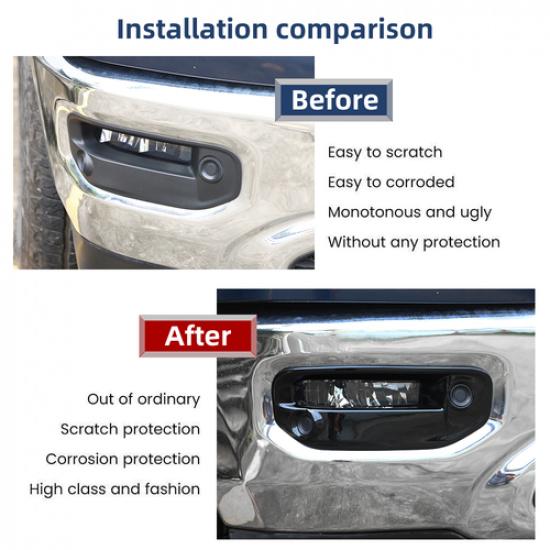 Exterior Black Front Fog Light Lamp Cover Trim For Dodge RAM 1500 18+Accessories