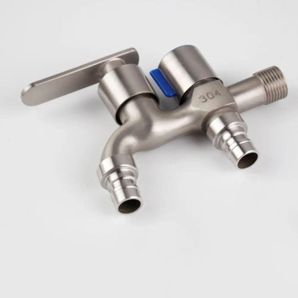 Кран с двумя выходами воды, один вход, два выхода, двухводный, из нержавеющей стали, для швабры, переключатель воды, уличный садовый биде